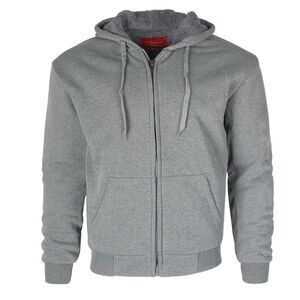 Maximos Men's 5008 Sherpa Lined Long Sleeve Full Zip Hoodie Heather Grey